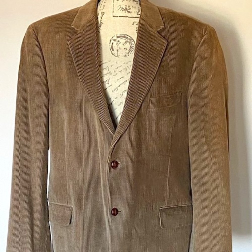 Adolfo Mens Cotton Blazer Sport Coat 2 Buttons Casual Jacket Size 44"R Corduroy
